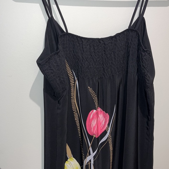 100% SILK Black Floral Dress - Picture 4 of 5